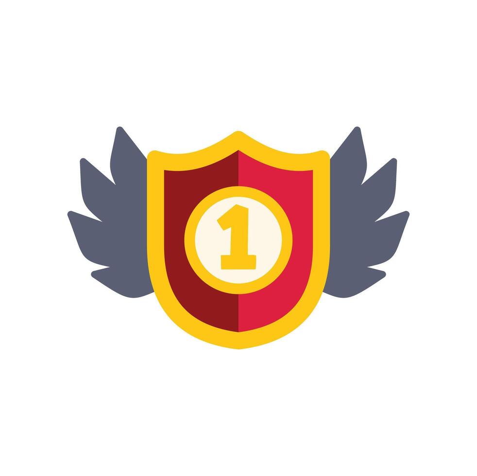 A shield with wings and the number one on it vector
