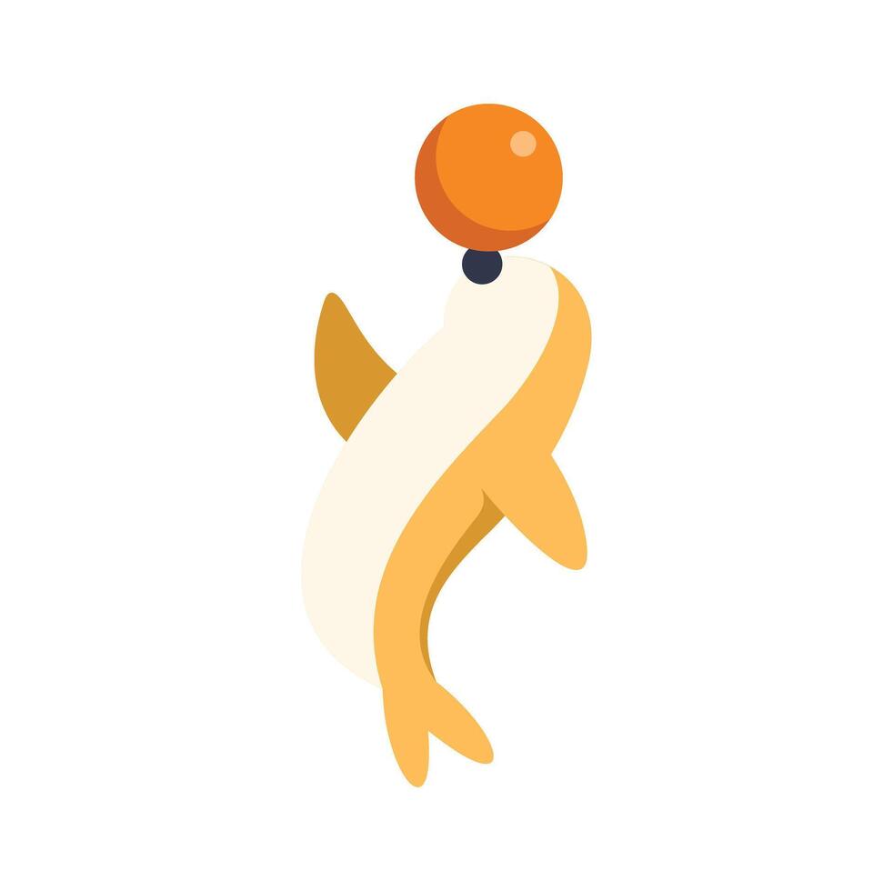 A cartoon dolphin with an orange ball on its head vector