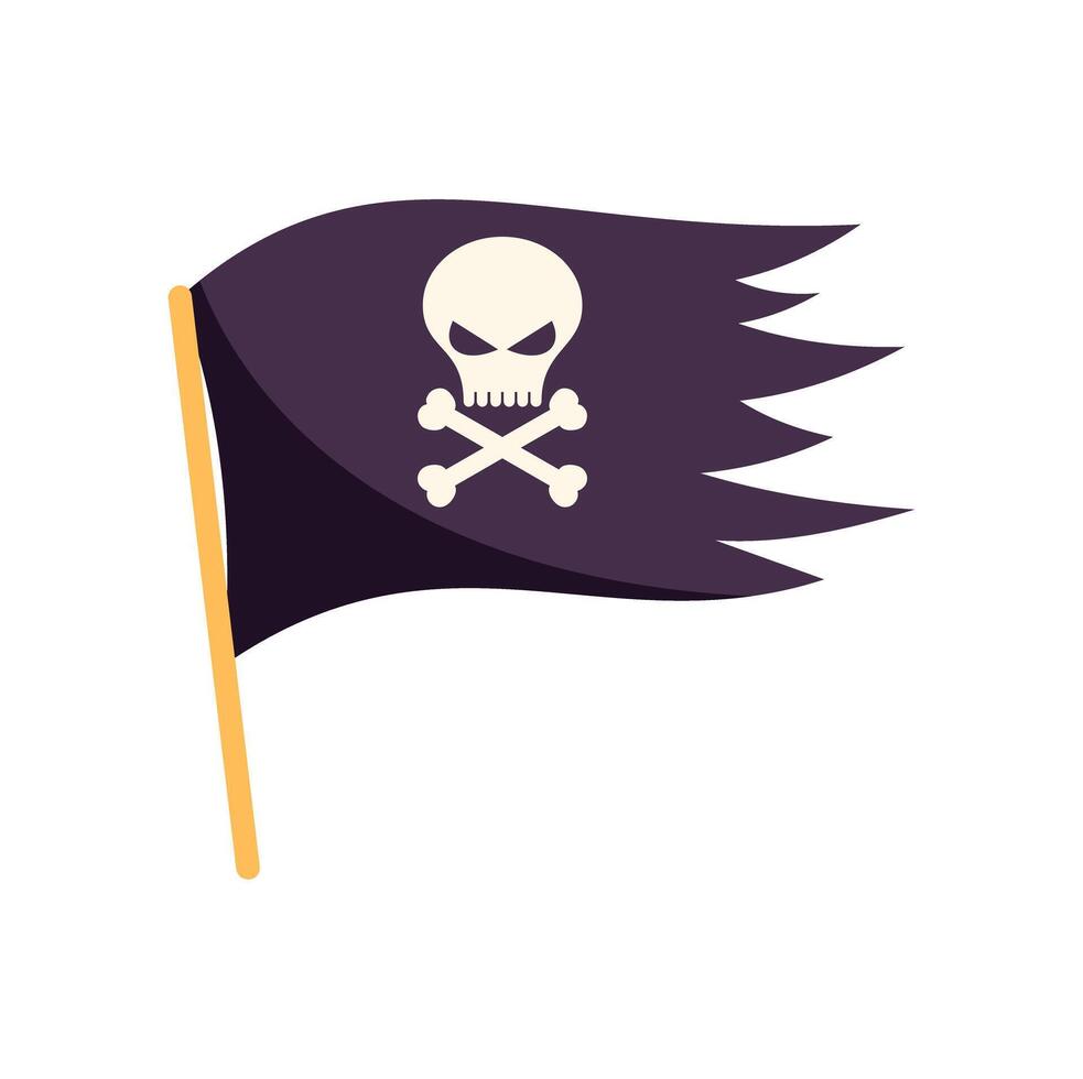 Pirate flag with skull and crossbones illustration vector