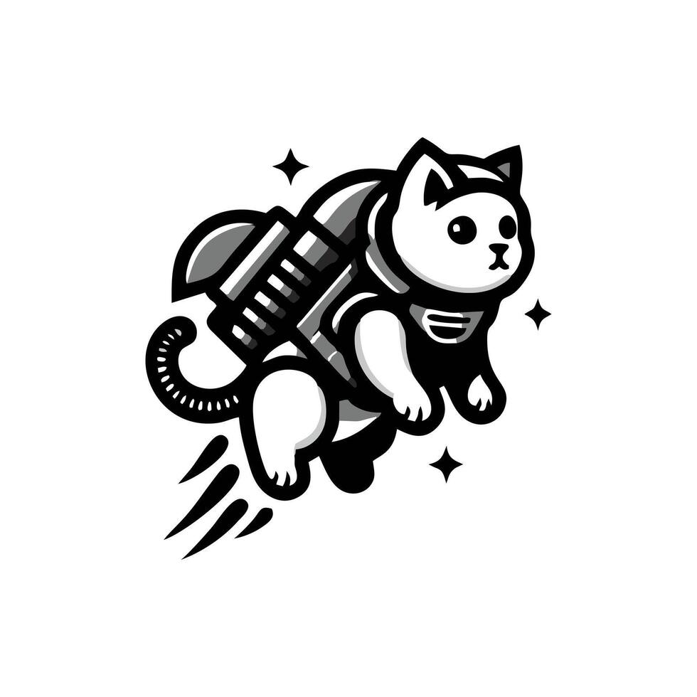 A black and white cat in a space suit vector