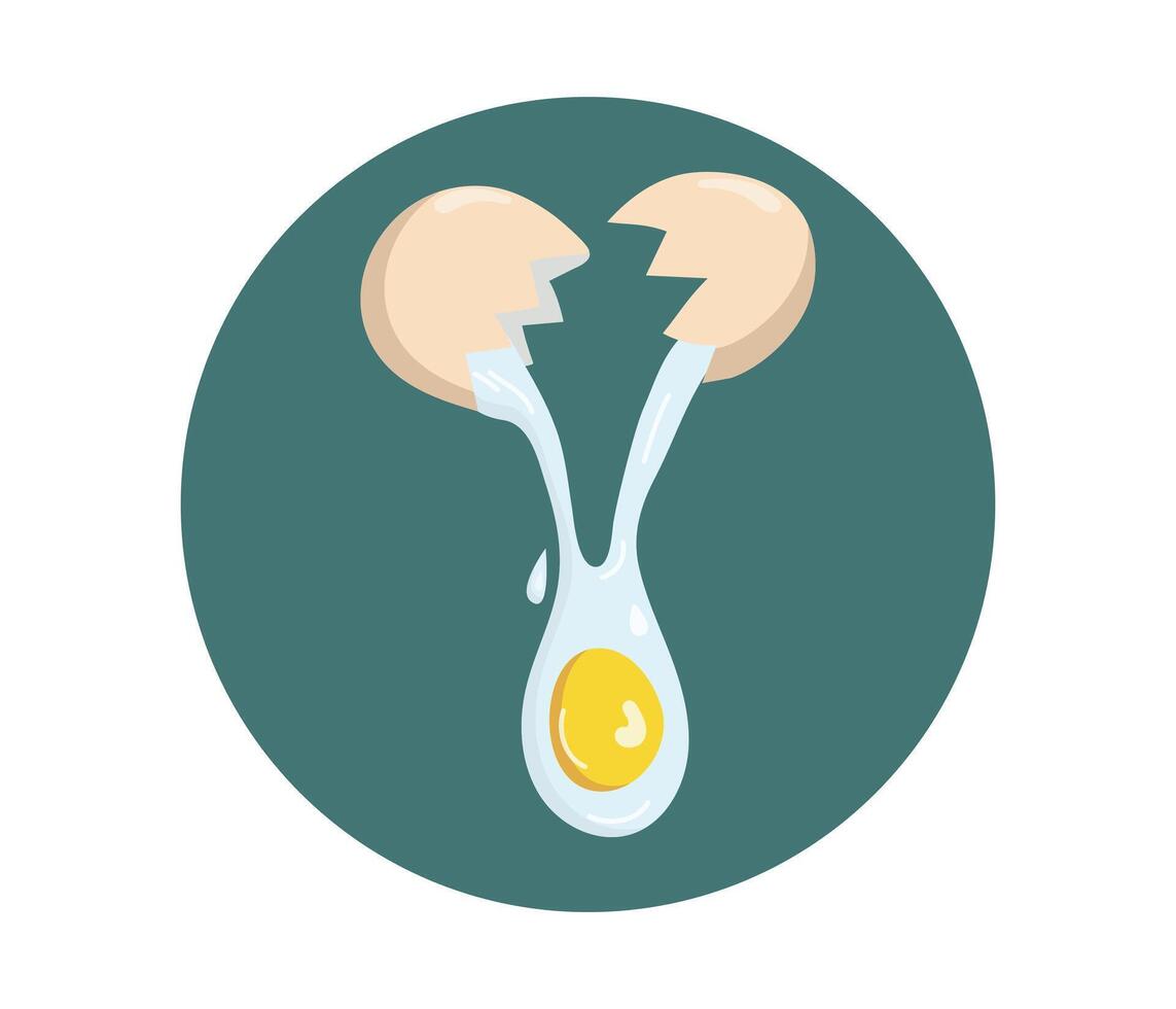 Cooking fried eggs. Broken chicken egg. World Egg Day. Food, cooking, eggshell. Natural nutrition, illustration, isolated background. vector