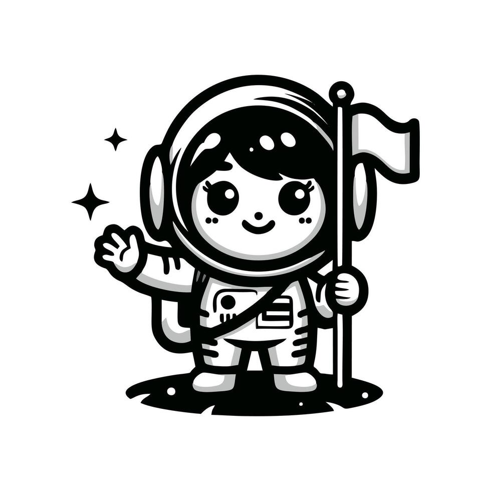 An astronaut holding a flag and waving vector