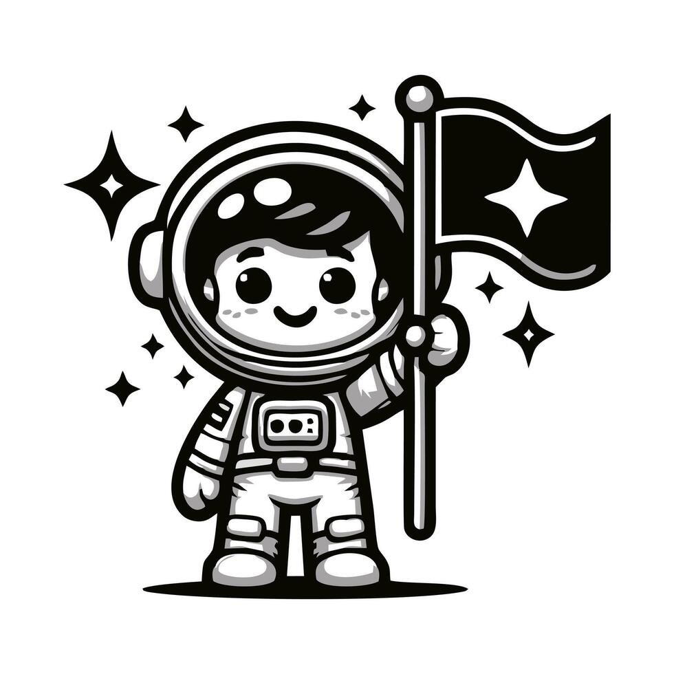 Astronaut holding flag by joshua klein vector