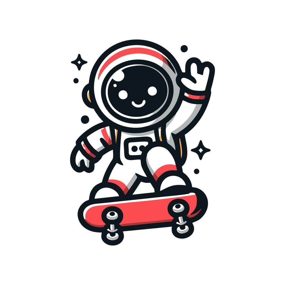 An astronaut riding a skateboard with a smile vector