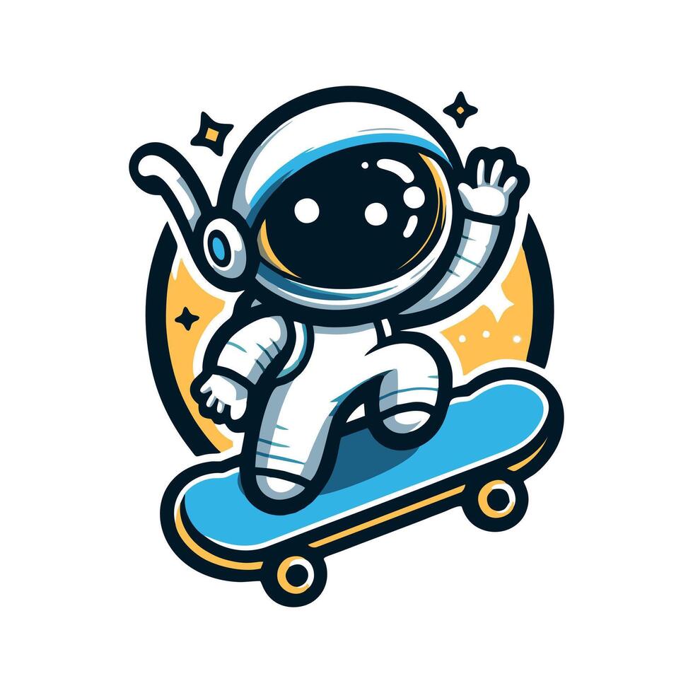 An astronaut riding a skateboard vector