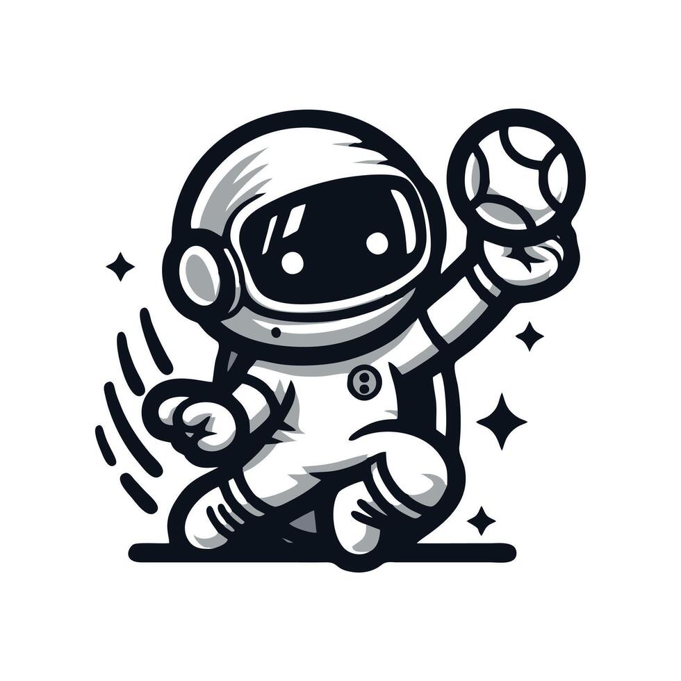 An astronaut holding a ball in his hand vector