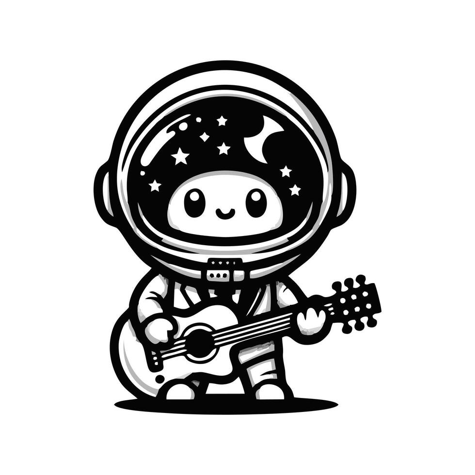 An astronaut playing guitar on a white background vector