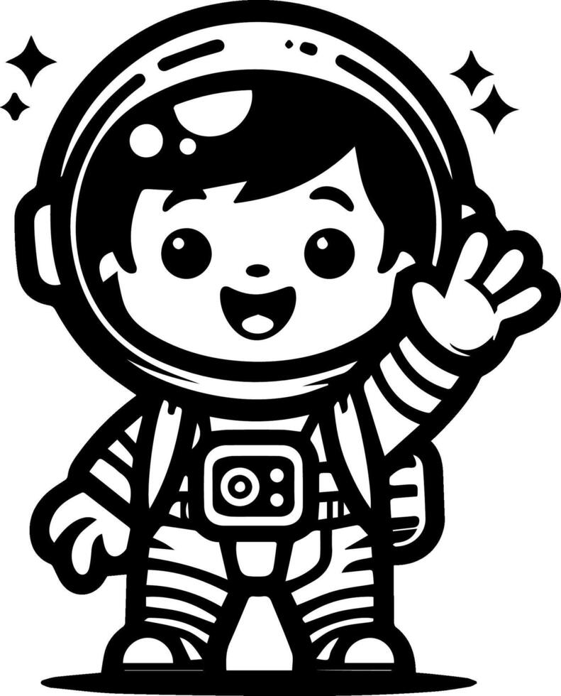 A cartoon astronaut waving his hand vector