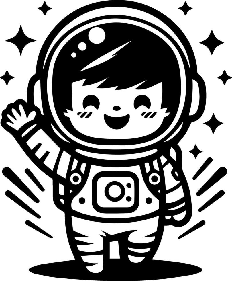 An astronaut in a black and white drawing vector