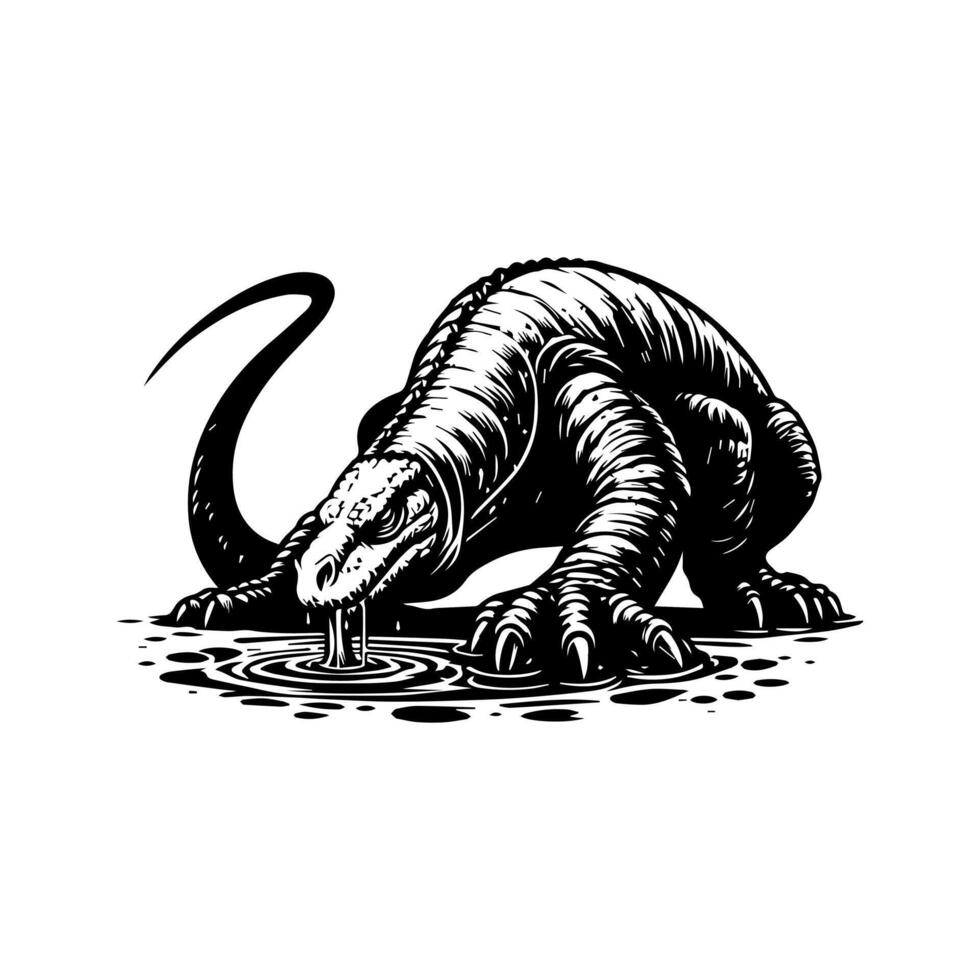 A komodo dragon is standing on its hind legs vector
