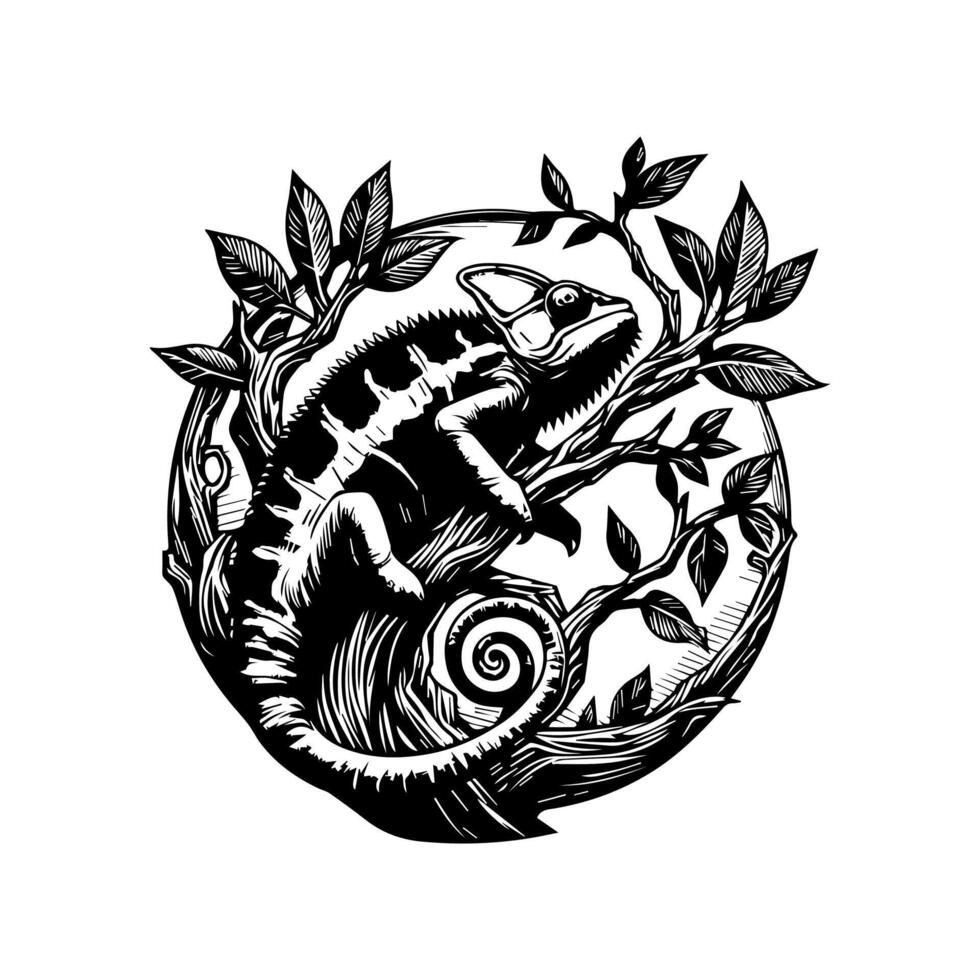 Chameleon in the tree by joshua mcclure vector