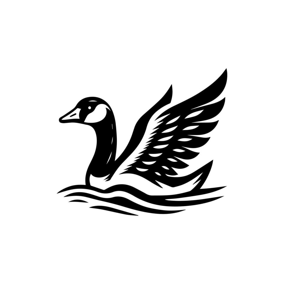 A black and white logo of a goose vector