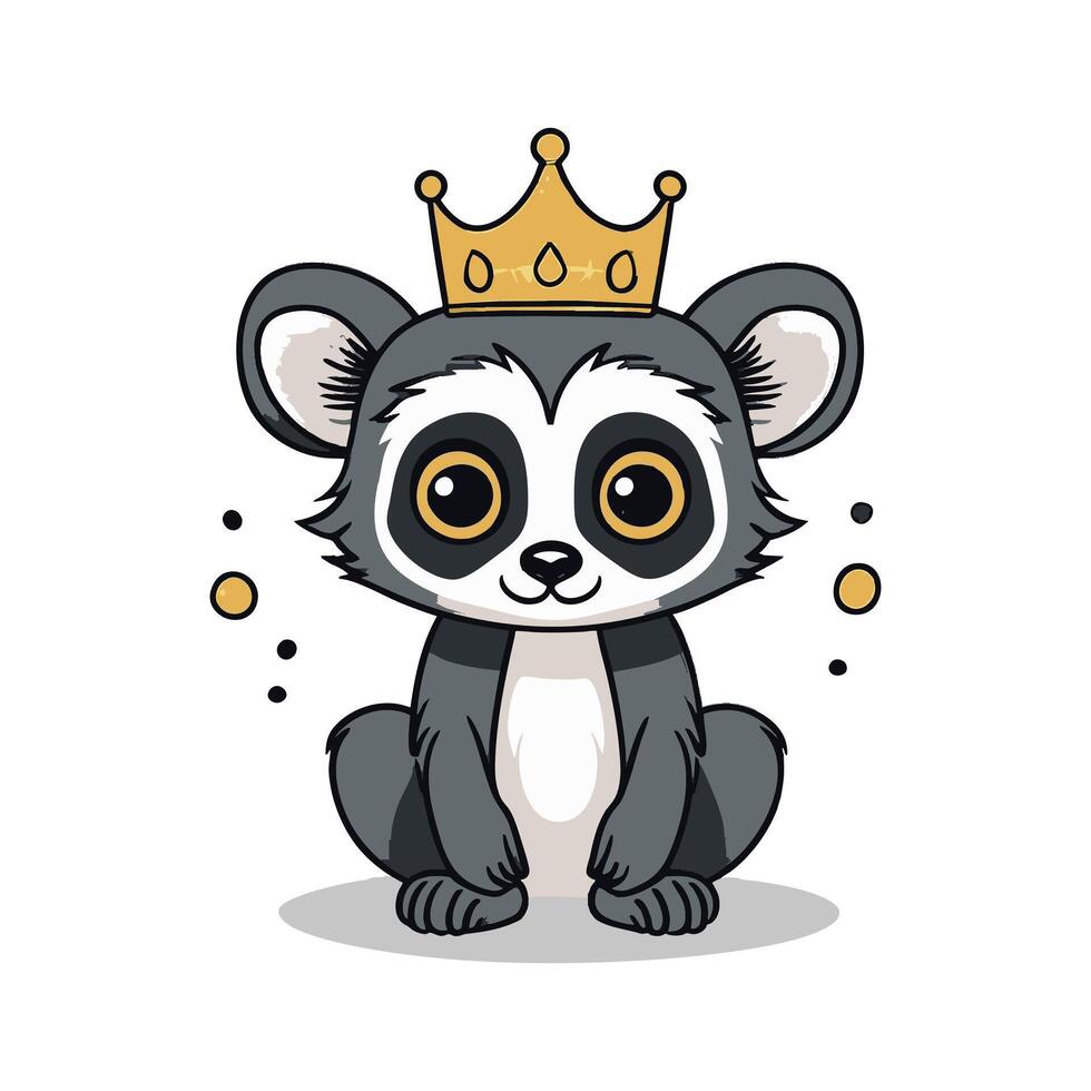 Cute Lemur with crown vector