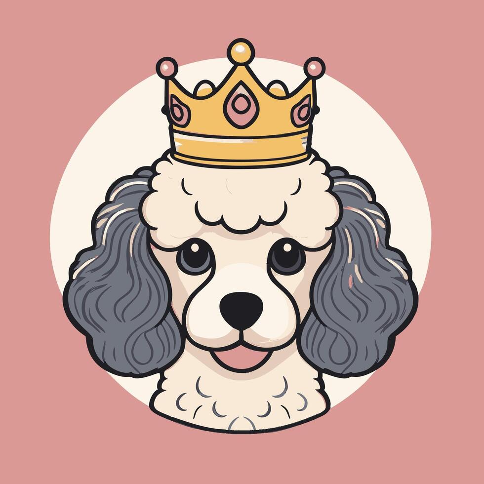 a Cartoon Poodle with crown vector