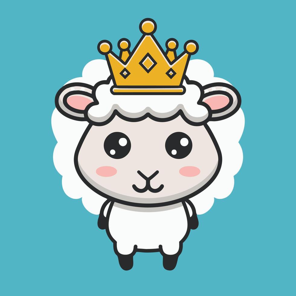 Illustration Cute Sheep with crown vector