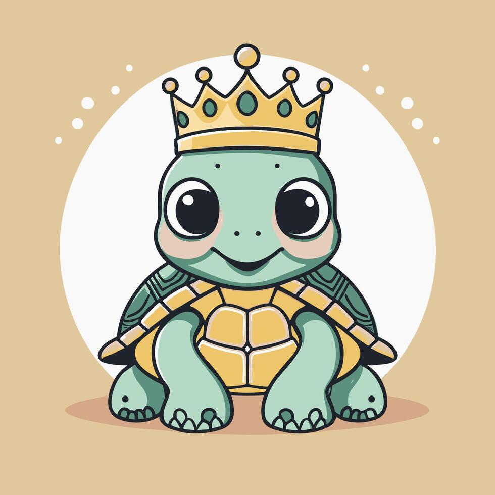 Cute Turtle with crown vector