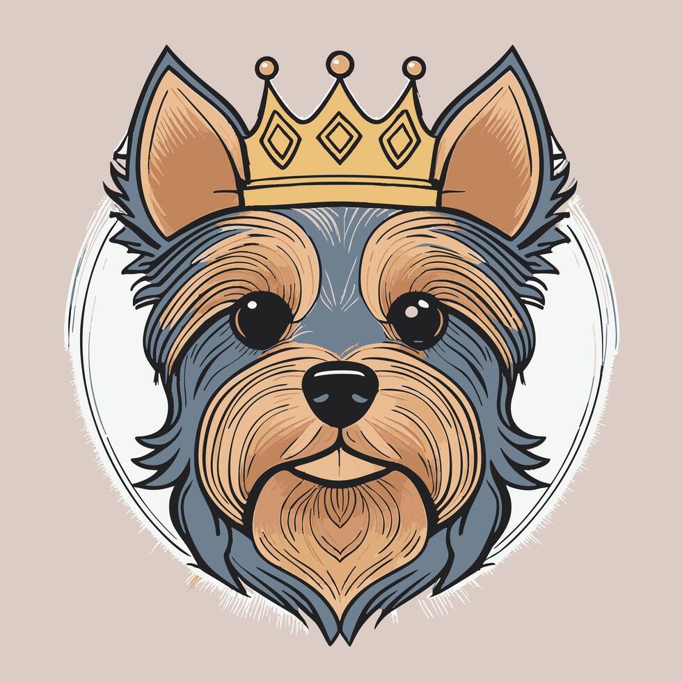 Cute Yorkshire Terrier with crown vector