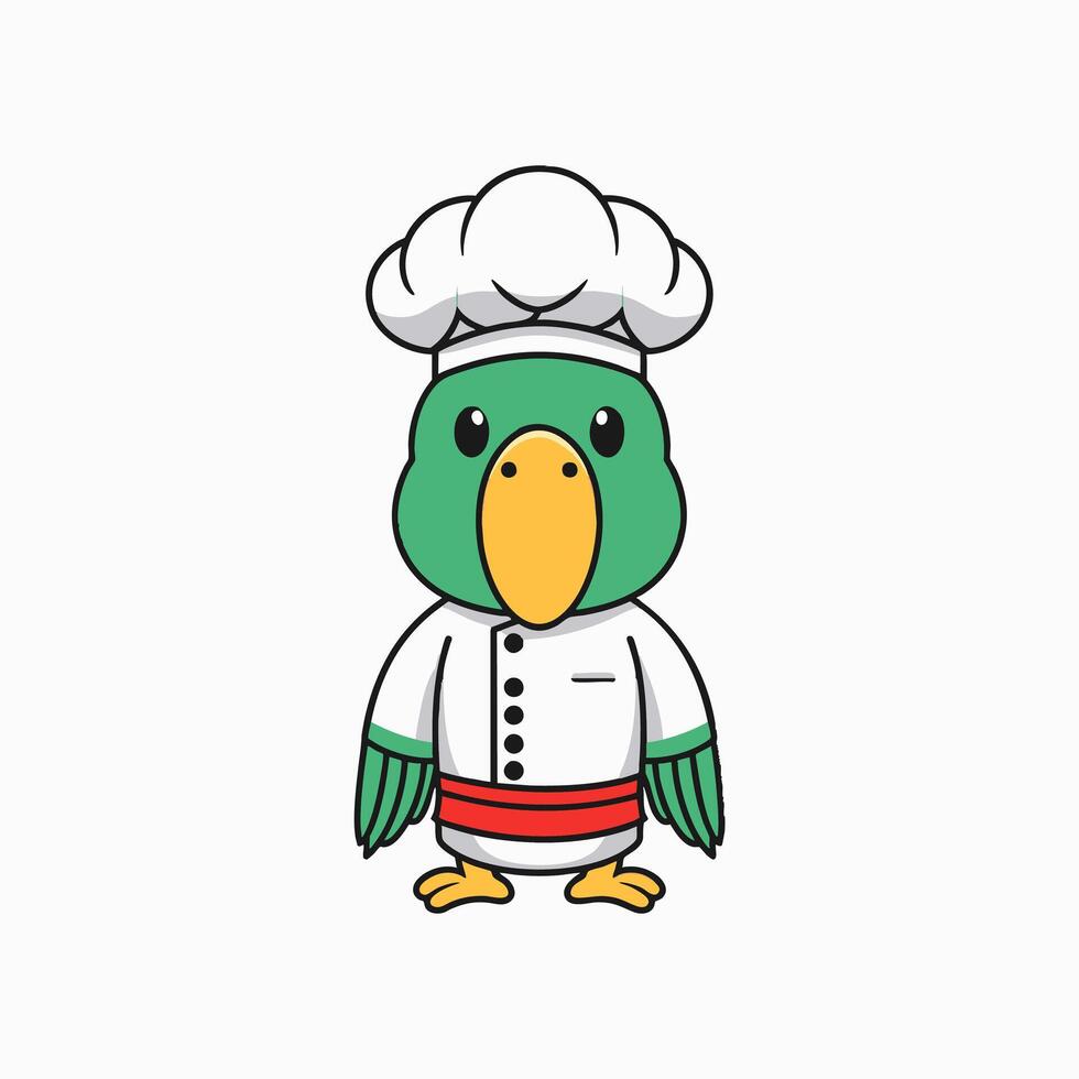 a Cartoon Parrot in a chef costume vector