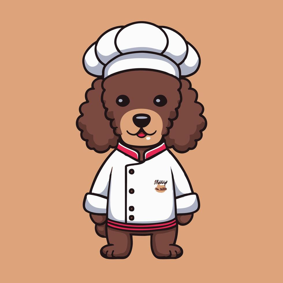 Cute Poodle in a chef costume vector