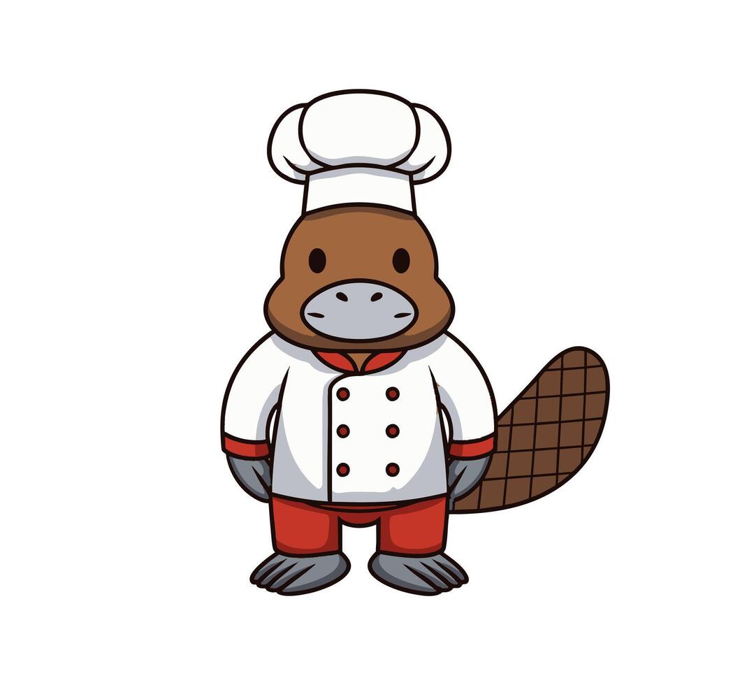 Platypus in a chef costume vector