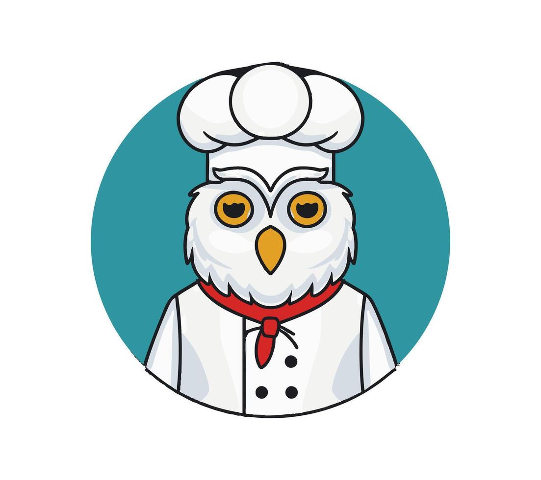 Snowy Owl in a chef costume vector