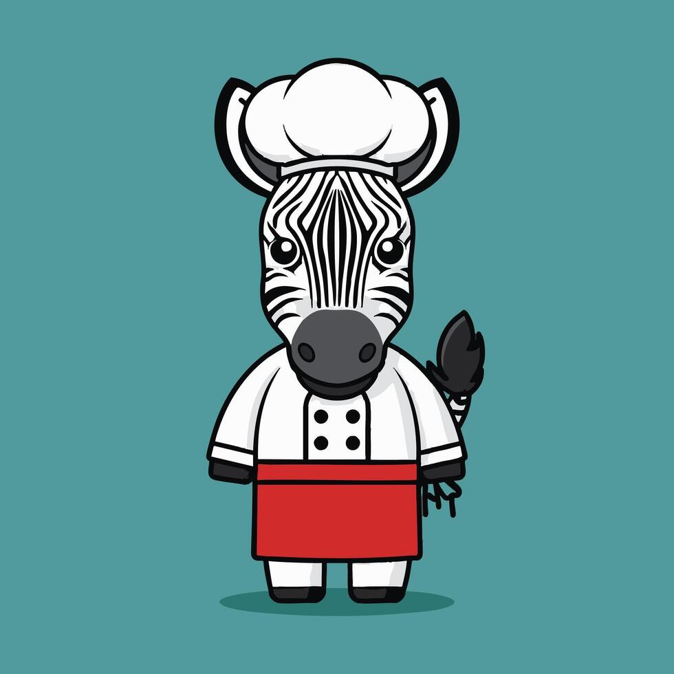 Cute Zebra in a chef costume vector