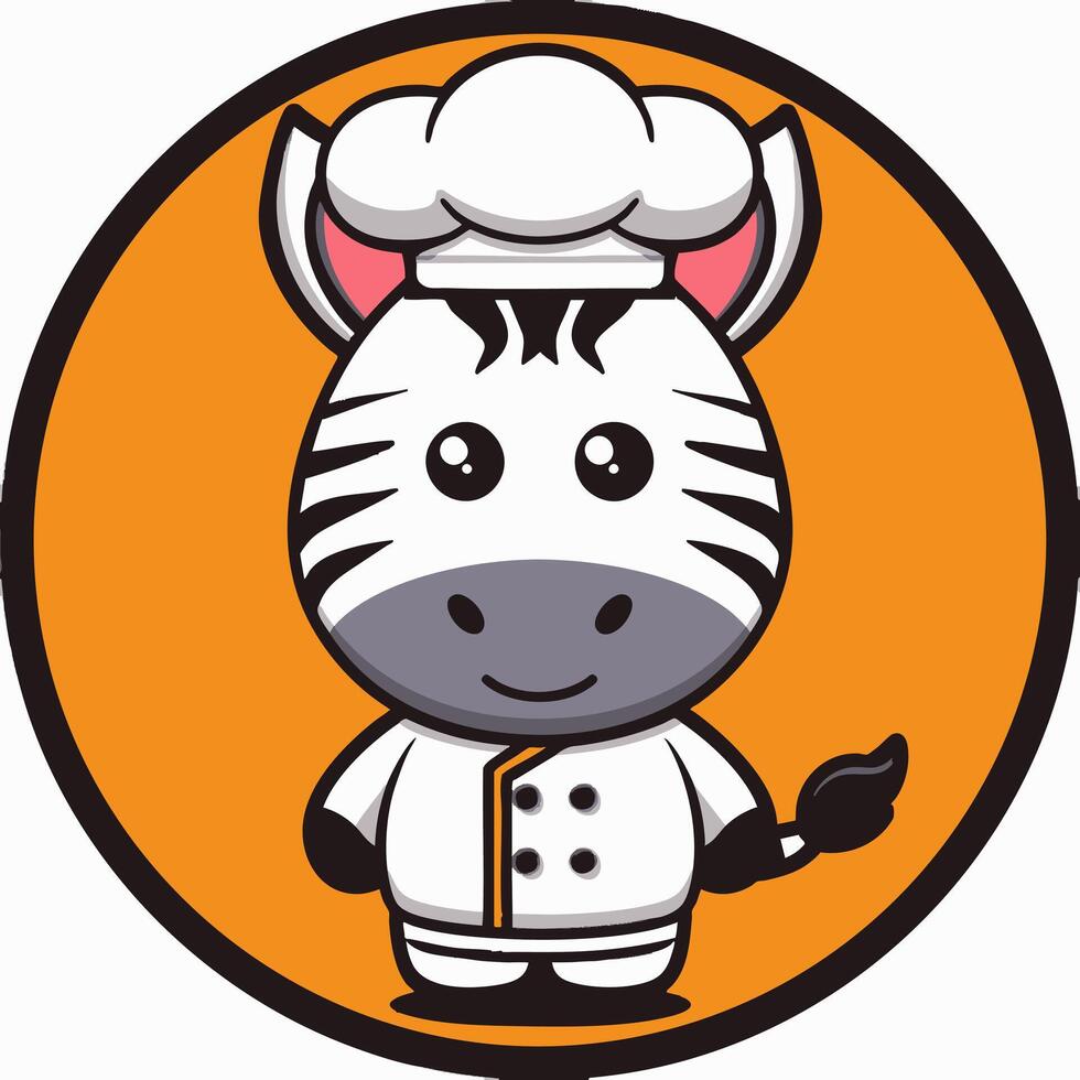 Illustration Cute Zebra in a chef costume vector