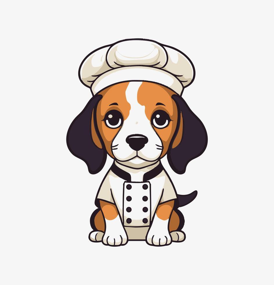 Cute Beagle in a chef costume vector