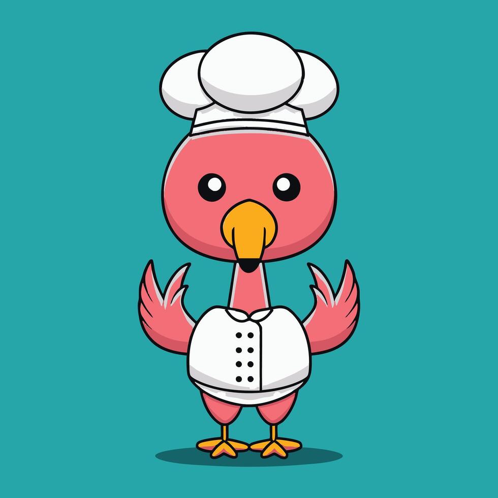 Cute Flamingo in a chef costume vector