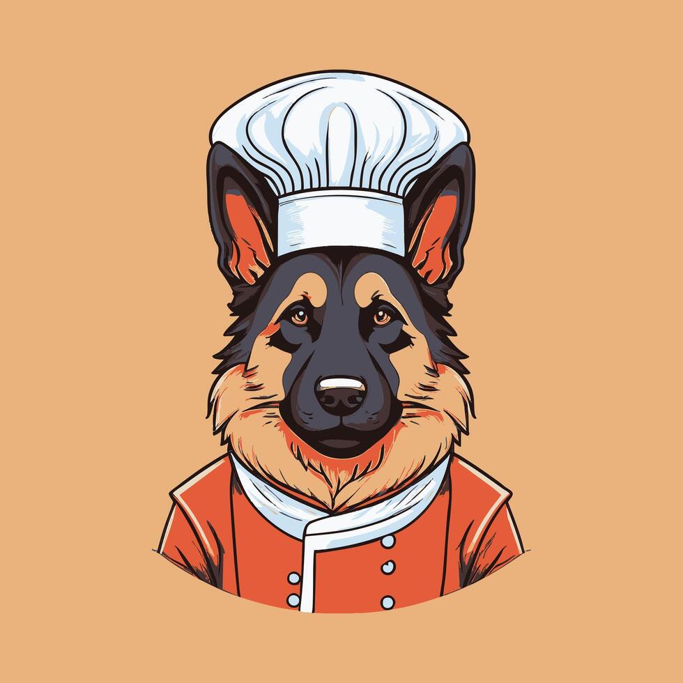 Cartoon German Shepherd in a chef costume vector