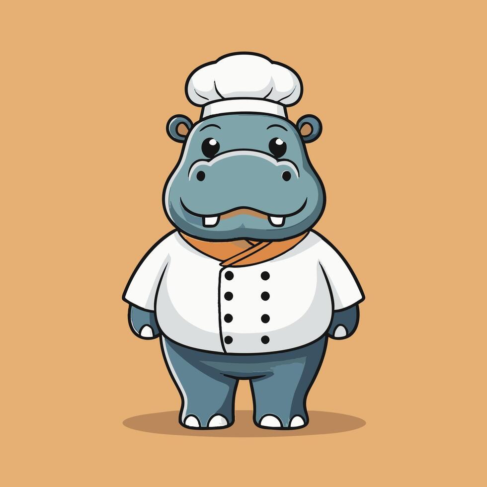 a Cartoon Hippopotamus in a chef costume vector