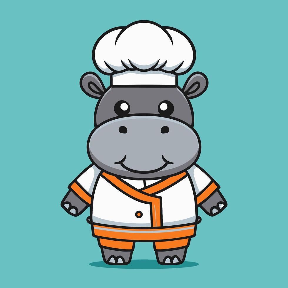 Hippopotamus in a chef costume vector