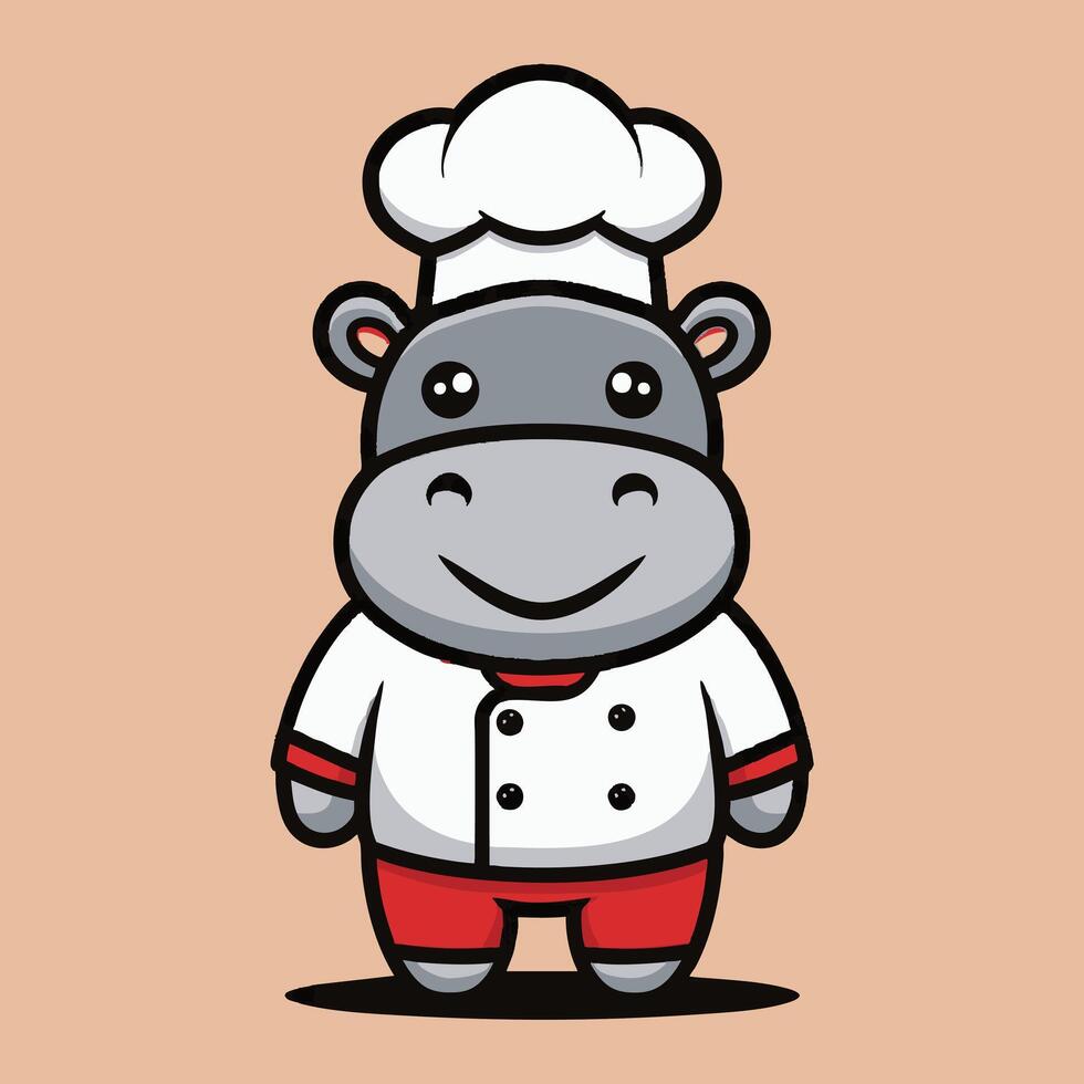 Cartoon Hippopotamus in a chef costume vector