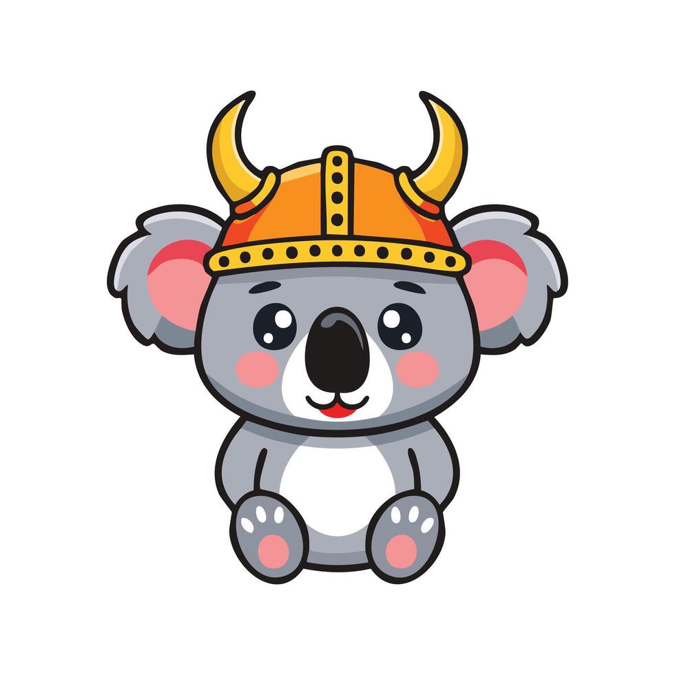Simple Illustration Cute Koala with Viking Helmet vector