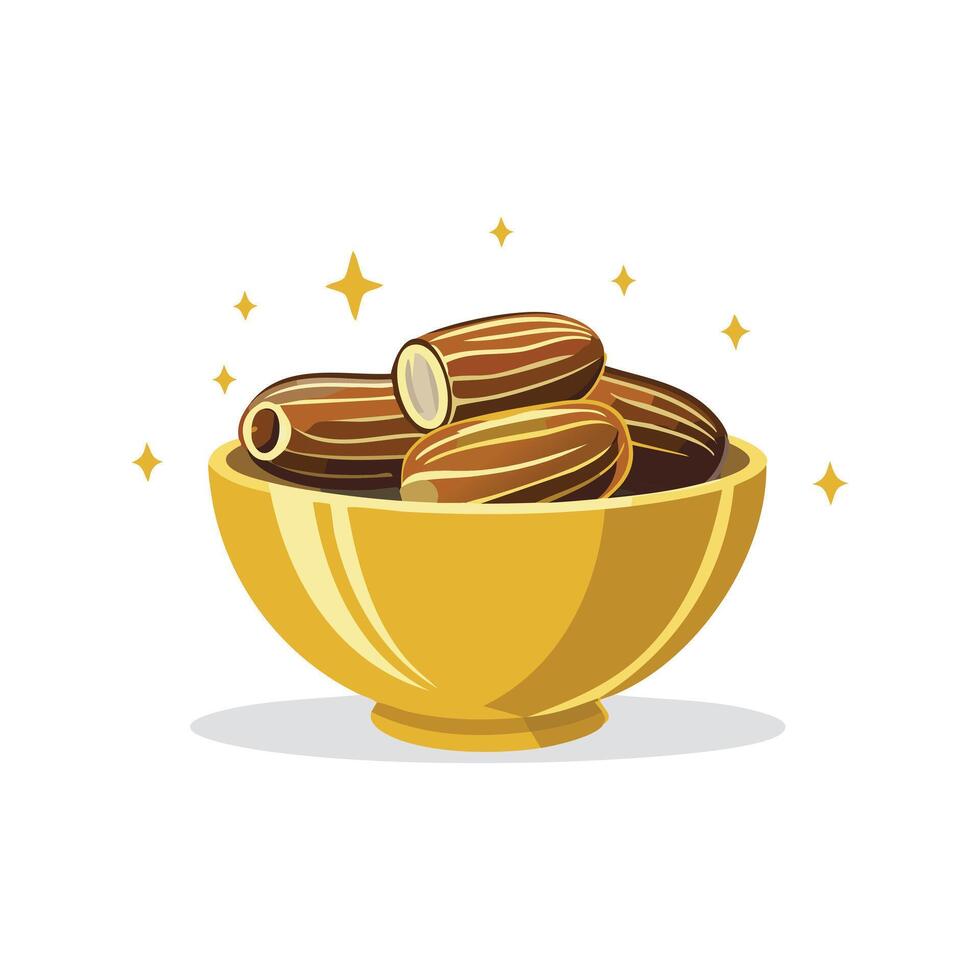 Simple Illustration Dates in a golden bowl vector