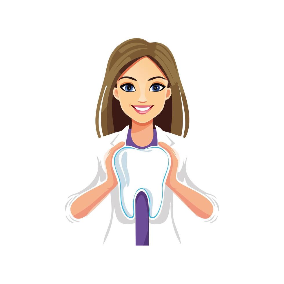 Dentist with happy tooth vector
