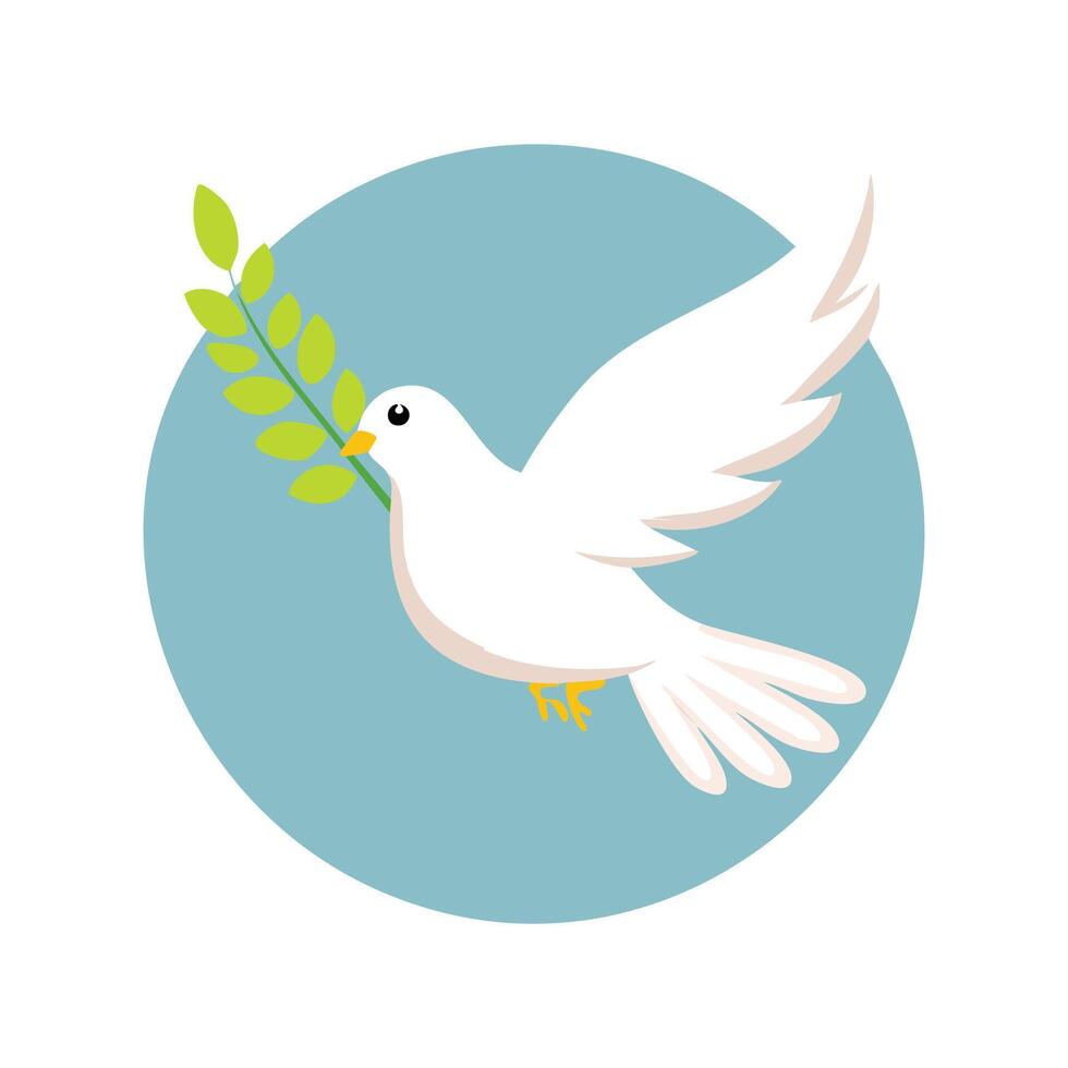 Dove Holding an Olive Branch with Easter Theme vector