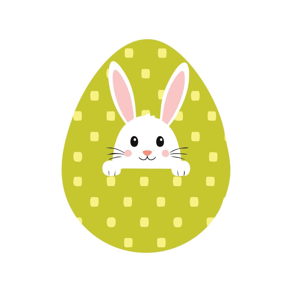 Easter Bunny Peeking from Behind a Giant Egg vector
