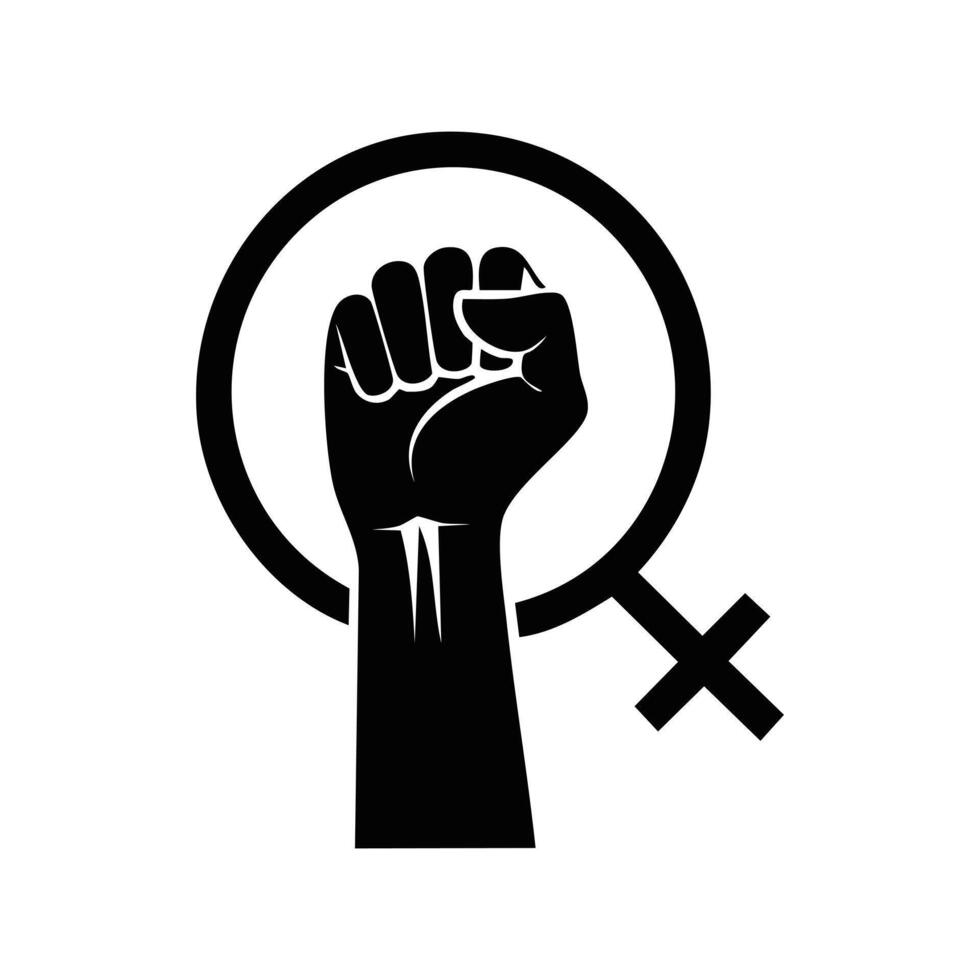 Fist Raised with Feminism Symbol vector