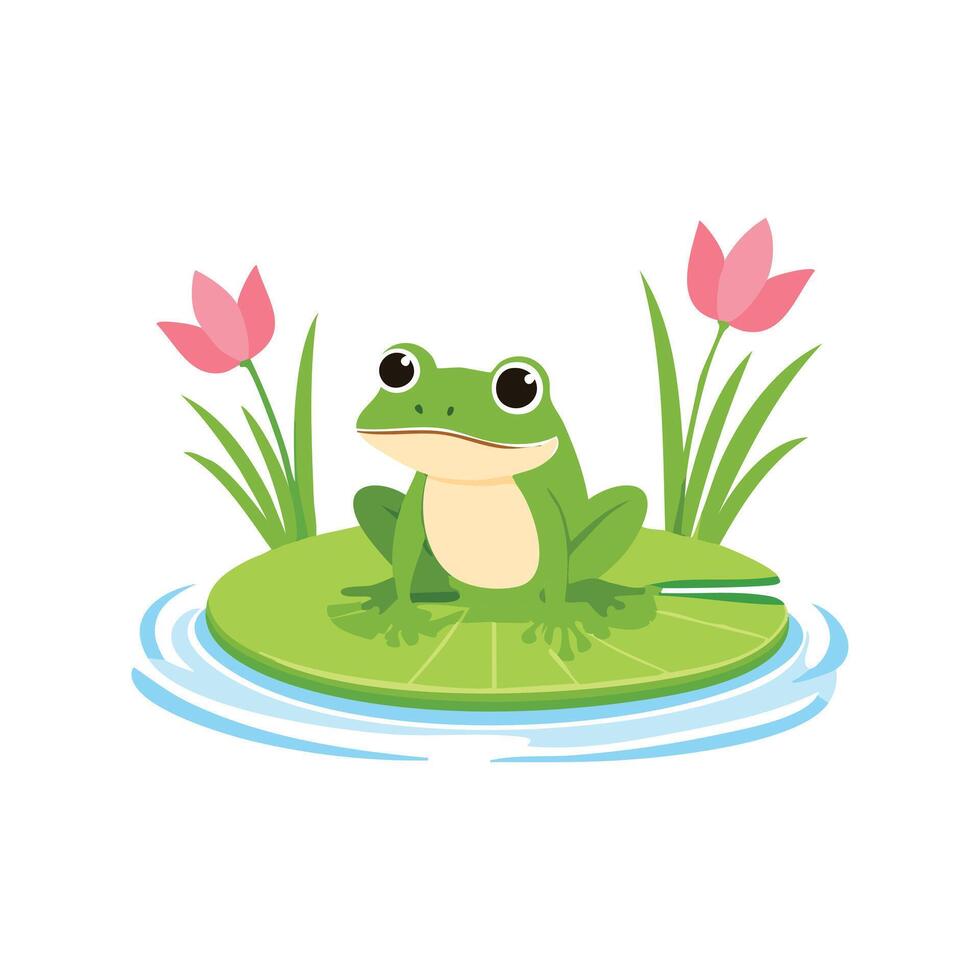 Frog Sitting on a Lily Pad vector