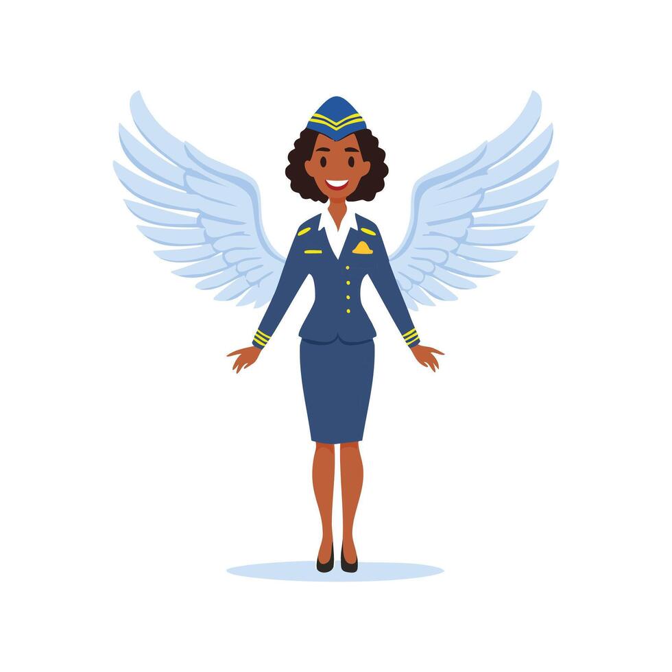 Flight attendant with wings vector