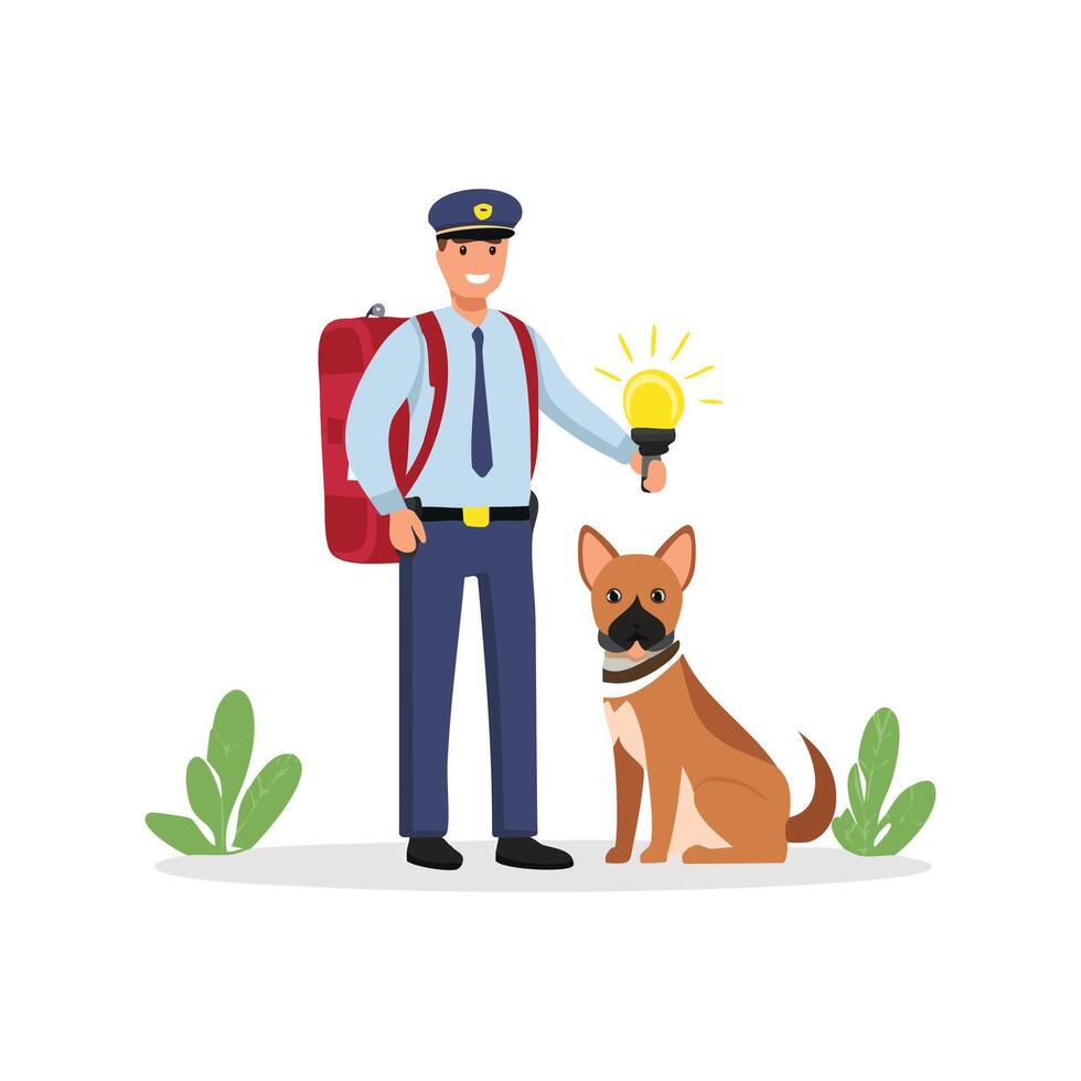 Guard with light friend vector