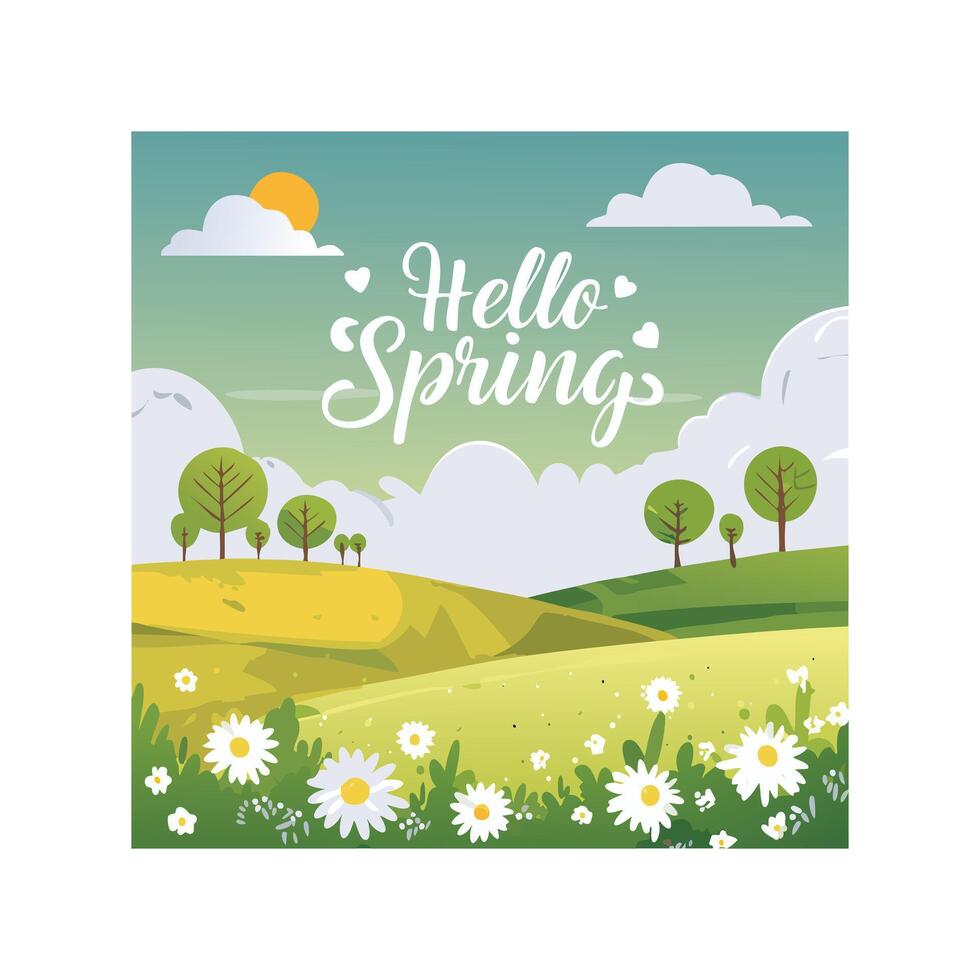 Hello Spring Greeting Card Design vector