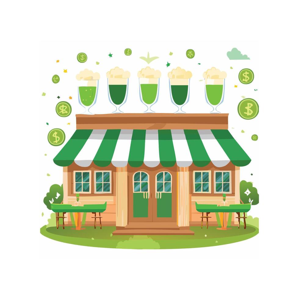 Irish Pub Scene with Cheers and Green Drinks vector