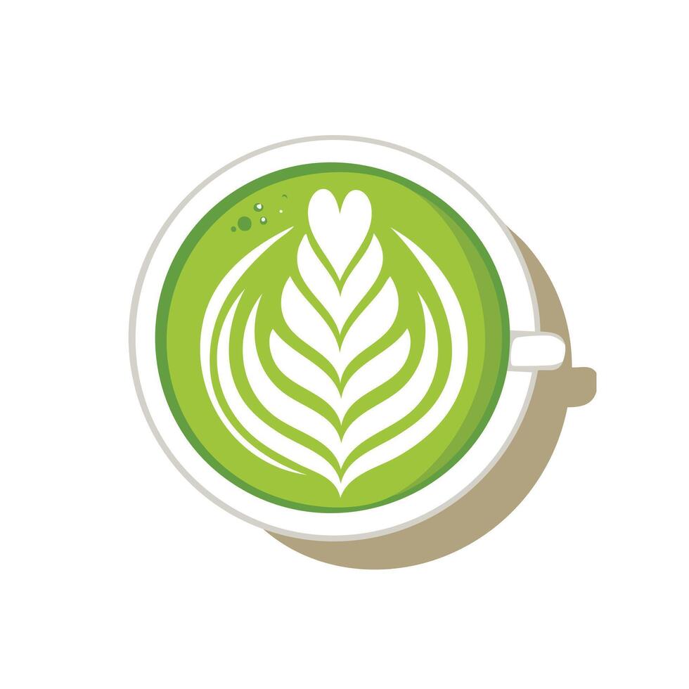 Simple Illustration Matcha latte art vector