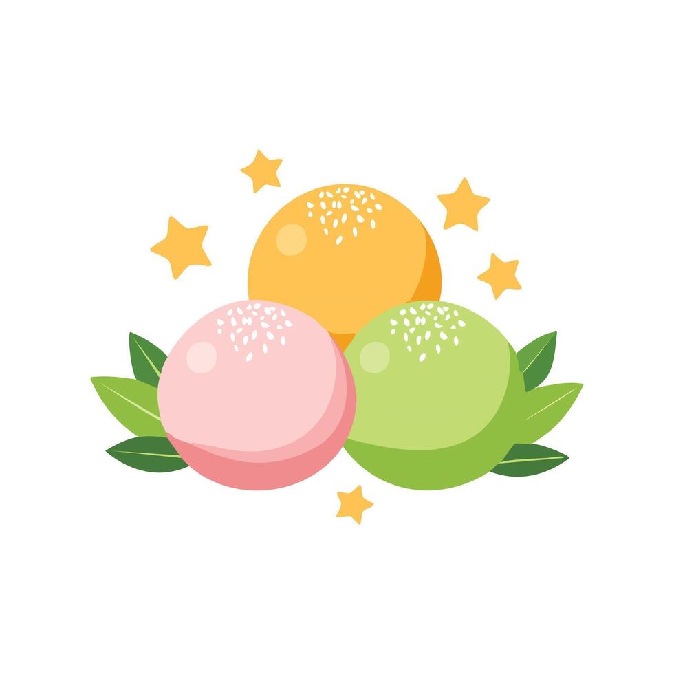 Simple Illustration Mochi ice cream balls vector