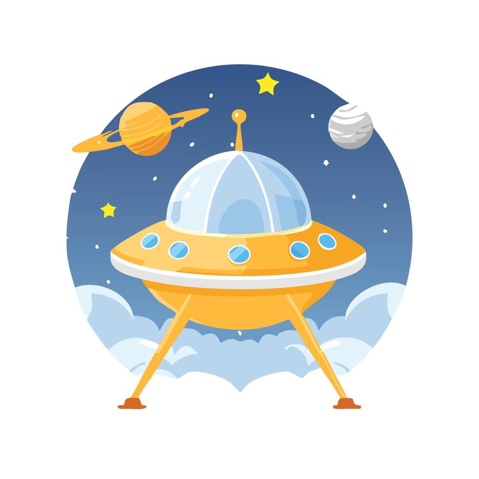 Simple Illustration Research pod in orbit vector