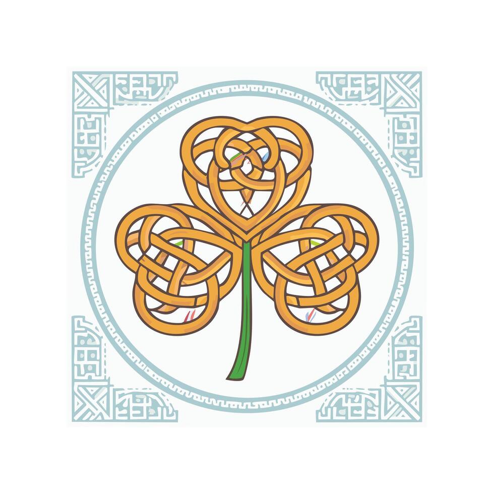 Shamrock with Celtic Knot Patterns vector