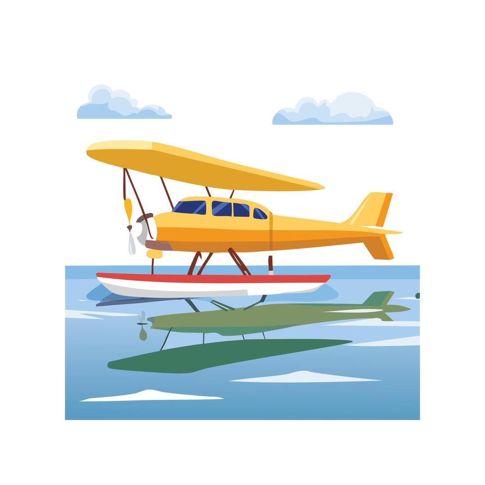 Seaplane on water vector