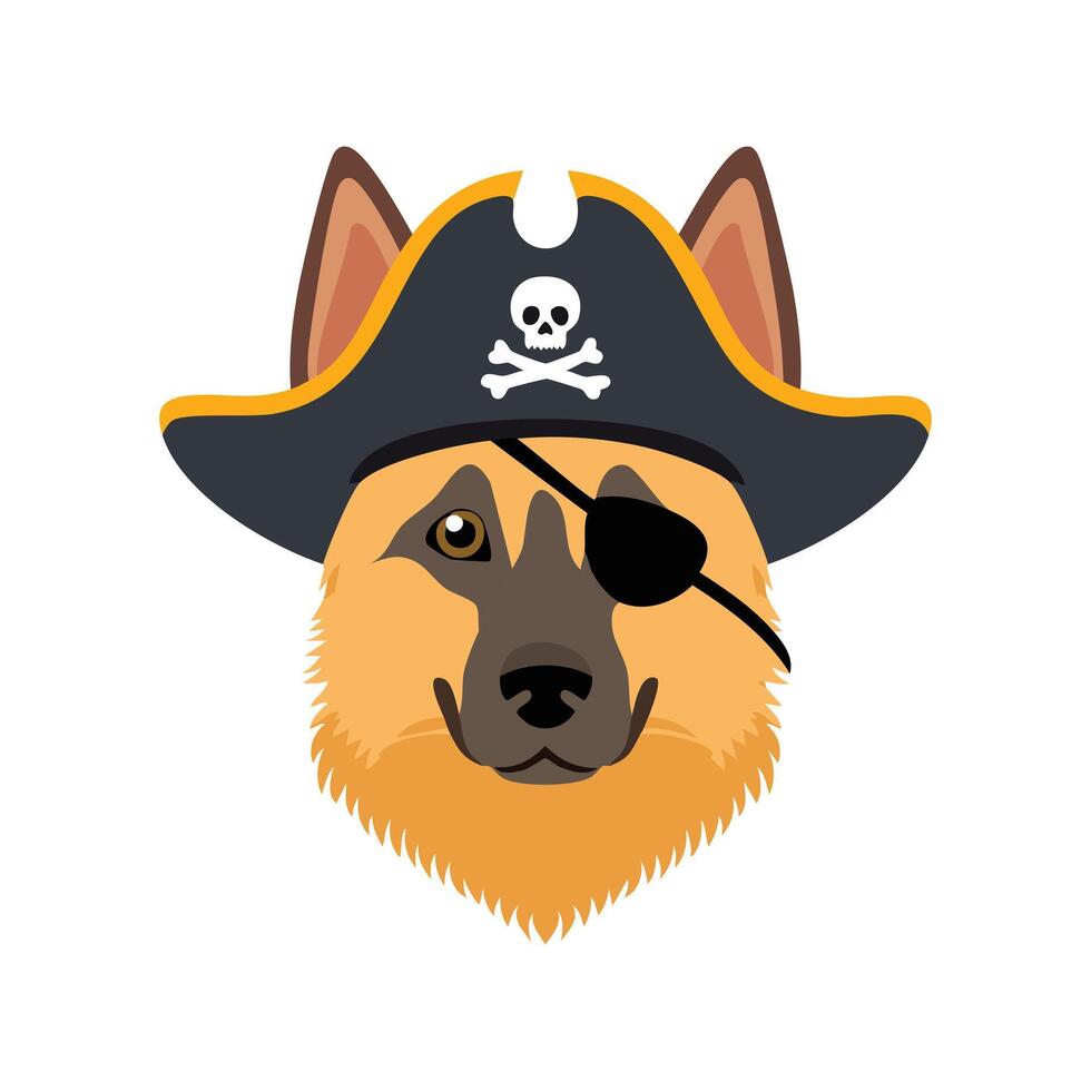 Cute German Shepherd with Pirate Hat vector